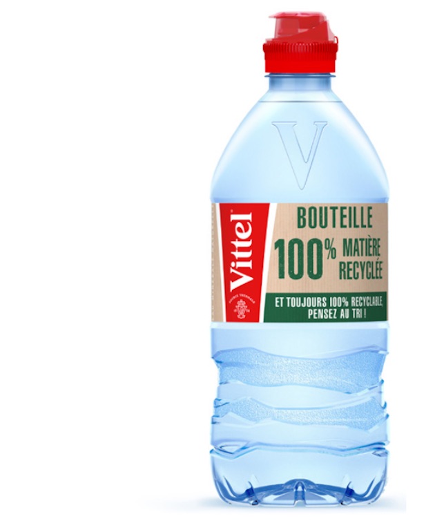 Emballage : Vittel lance la première bouteille d'eau 75cl fabriquée avec  100% de plastique recyclé - Agro Media